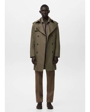 Mango Water-Repellent Belted Trench Coat - Green