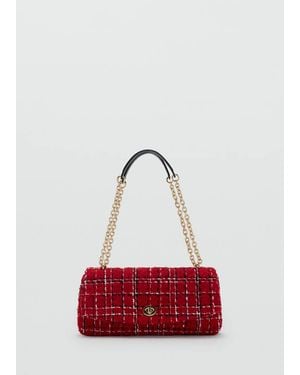 Mango Tweed Shoulder Bag - Red