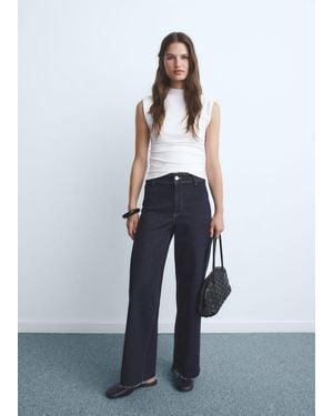 Mango Catherin Culotte High-Rise Jeans - White