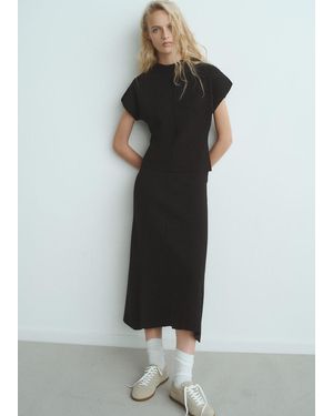 Mango Jupe Évasée Maille Noir