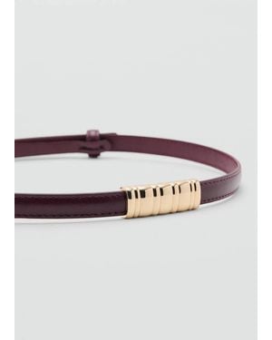 Mango Thin Belt With Metal Detail - Red