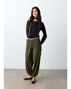 MANGO TEEN Balloon Trousers With Bows - White