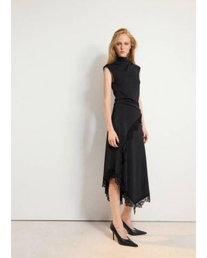 Mango Asymmetric Lace Dress - Natural