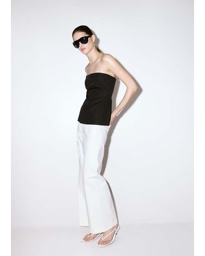 Mango High-Waisted Wideleg Jeans - White