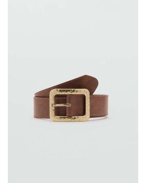Mango Square Buckle Belt - Brown