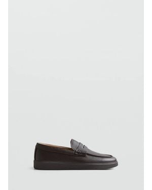 Mango Leather Penny Loafers - White