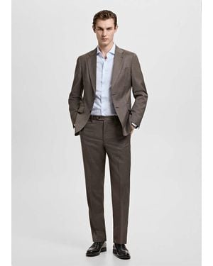 Mango Slim Fit 100% Cotton Striped Formal Shirt - White