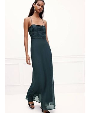MANGO TEEN Strappy Dress With Gathered Panel - Blue