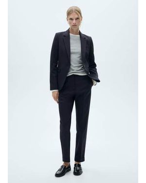 Mango Straight-Leg Suit Trousers With Pockets - Blue