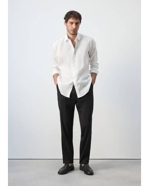 Mango Regular-Fit 100% Linen Shirt - White