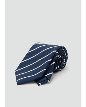 Mango Striped Silk Cotton Tie - Blue