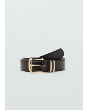 Mango Square Buckle Belt - Brown
