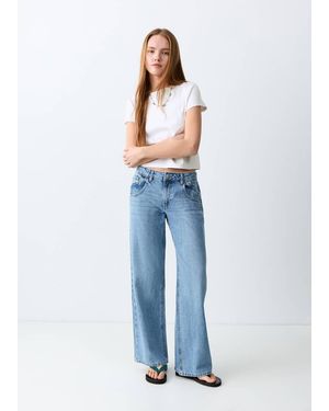 MANGO TEEN Essential Cotton-Blend T-Shirt - Blue