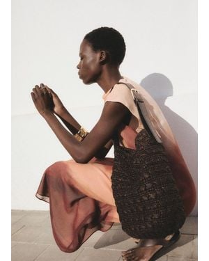 Mango Natural Fibre Shoulder Bag - Brown