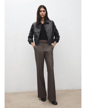 Mango Belt Straight-Fit Pants - Brown