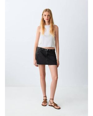 MANGO TEEN Cotton Top With Embroidered Details - White