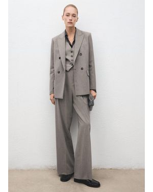 Mango Straight Wool-Blend Suit Trousers - Grey