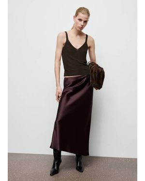 Mango Lurex Knitted V-Neck Top - Brown