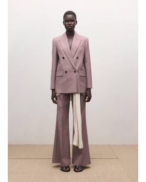 Mango Double-Breasted Wool Suit Jacket - Pink