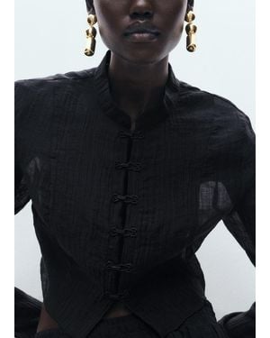 Mango Metal Pendants Earrings - Black