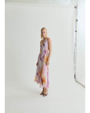 Mango Floral-Print Dress With Asymmetrical Straps - White
