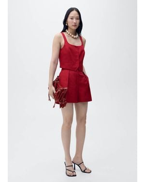 Mango Linen-Blend Suit Waistcoat - Natural