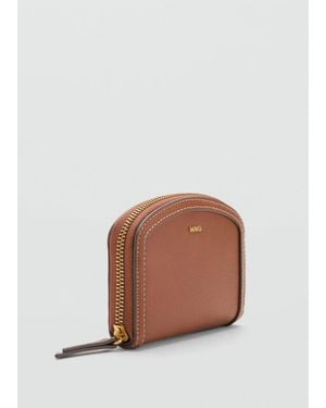 Mango Saffiano-Effect Wallet Leather - White