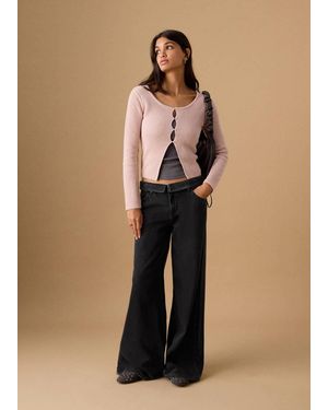 MANGO TEEN Low-Waist Jeans With Turn-Ups - Natural