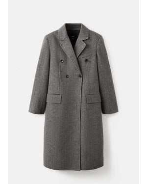 Mango Double-Breasted Wool Coat - Grey