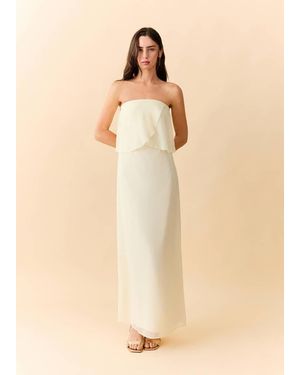 MANGO TEEN Strapless Dress With Ruffles - Natural