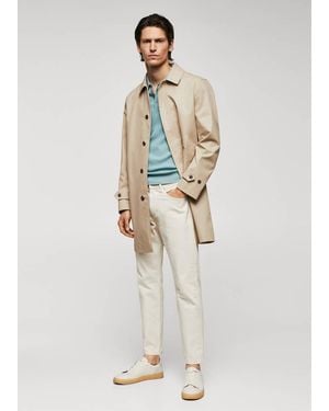 Mango Water-Repellent Cotton Trench Coat Light/Pastel - Blue