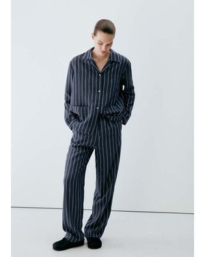 Mango Striped Pyjama Trousers - Blue