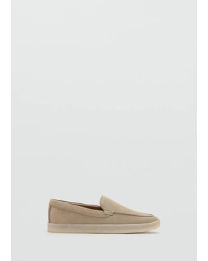 Mango Split Leather Shoes - Natural