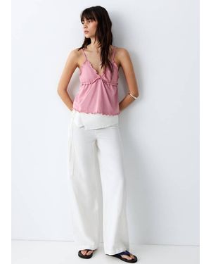 MANGO TEEN Cotton Top With Straps - White