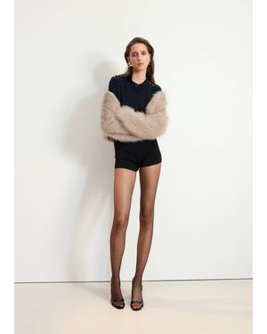 Mango Pull Col Polo À Sequins Bleu Marine - Neutre