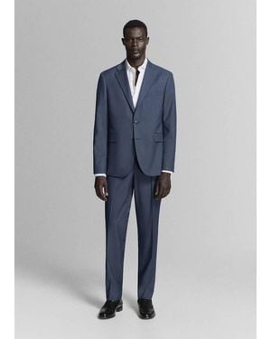 Mango London Regular-Fit Trousers - Blue