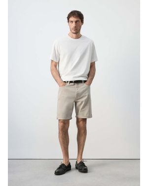 Mango Slim-Fit Denim Bermuda Shorts - White