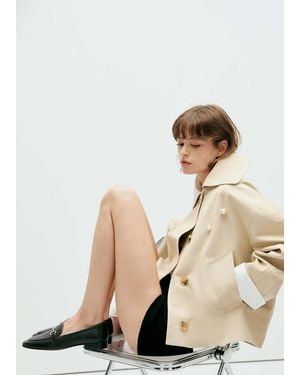 Mango Leather Loafer With Buckle - Natural