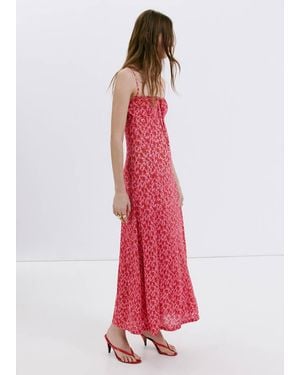Mango Floral-Print Pleated Dress - Red