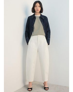 Mango Straight-Fit Cotton Trousers - Blue