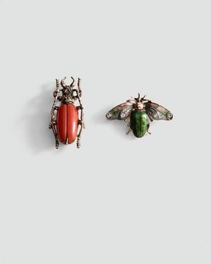 Mango Set Of 2 Combined Brooches - Metallic