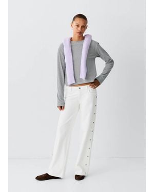 MANGO TEEN Low-Rise Studded Jeans - White