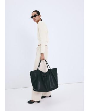 Mango V-Neck Ribbed Knit Jumper - White