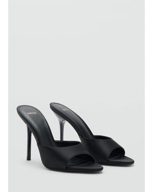 Mango Satin High-Heeled Sandal - Black