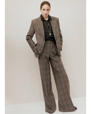Mango Check Suit Jacket - Brown