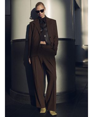 Mango Belt Suit Pants - Blue