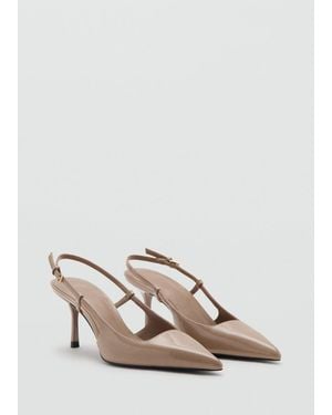 Mango Patent Heeled Shoes Nude - Natural
