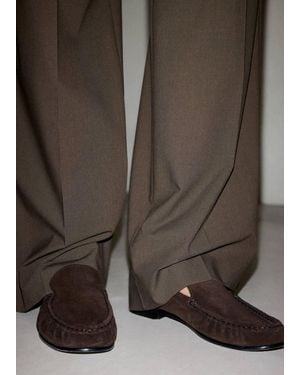 Mango Gathered Suede Loafer - Brown