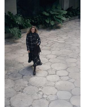 Mango Blouse With Check Pattern And Foulard Collar - Grey