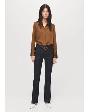Mango Satin Finish Flowy Shirt - Multicolour